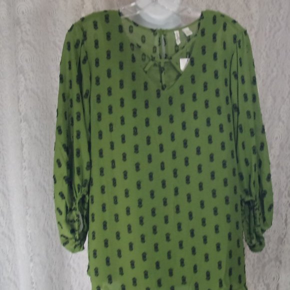 Cato Tops - Green & Black 2 piece Blouse and Tank Set Size L  NWT